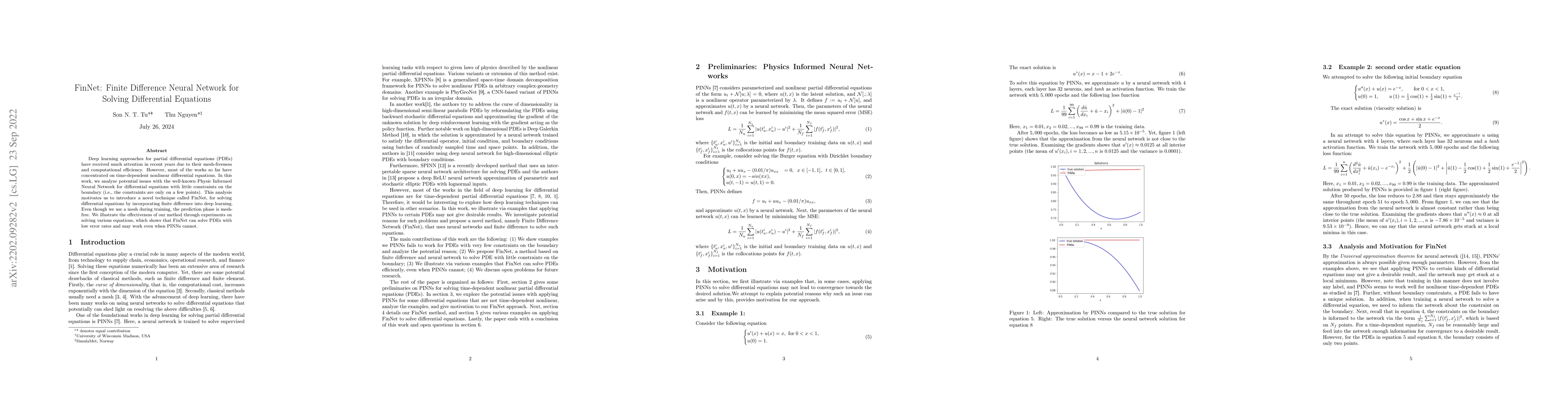 Thumbnail for FinNet: Solving Time-Independent Differential Equations with Finite
  Difference Neural Network