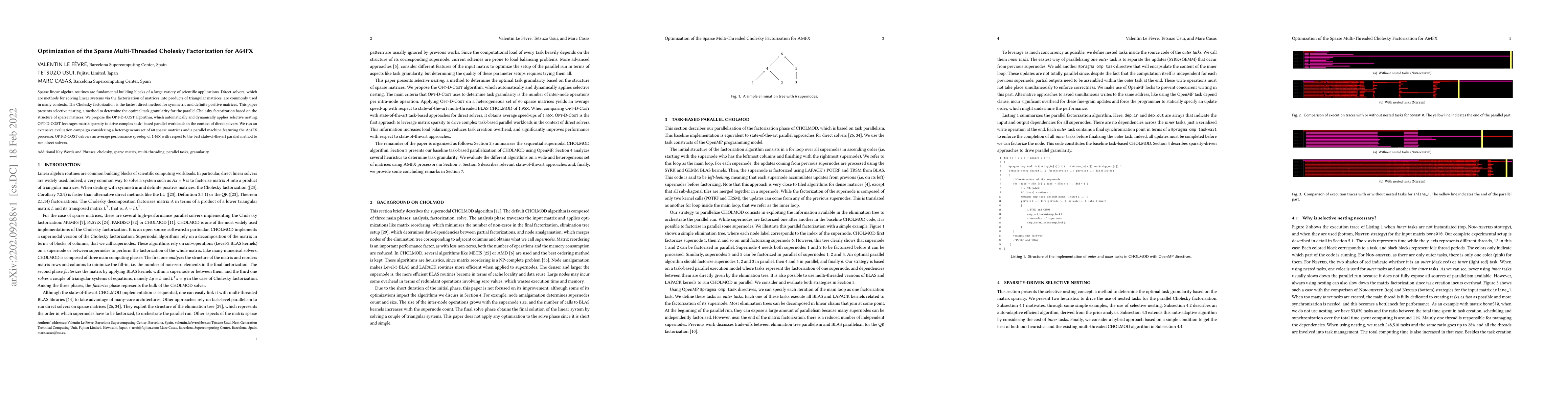 Thumbnail for Optimization of the Sparse Multi-Threaded Cholesky Factorization for
  A64FX