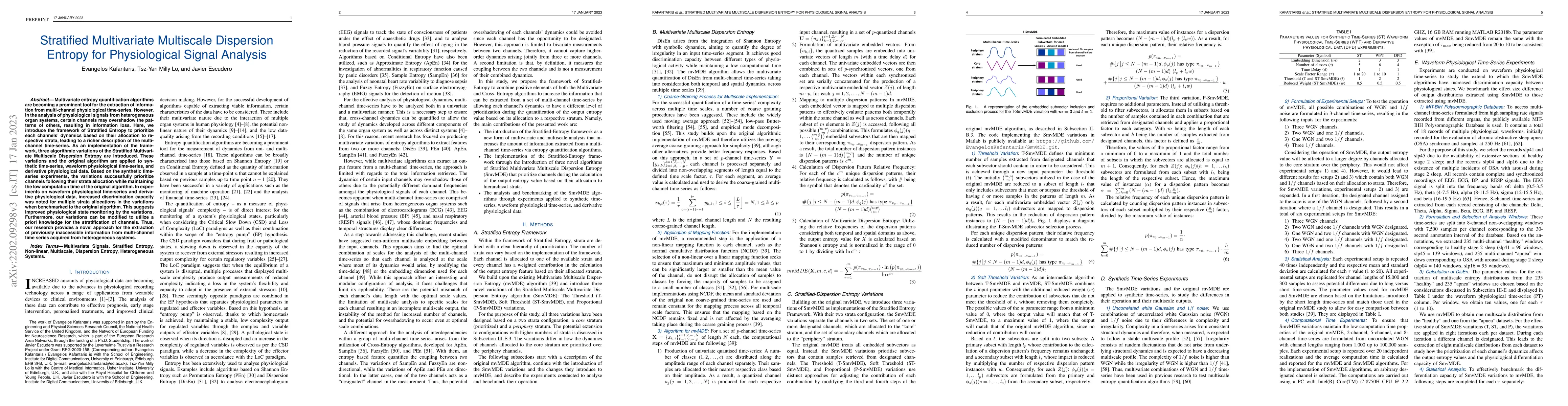 Thumbnail for Stratified Multivariate Multiscale Dispersion Entropy for Physiological
  Signal Analysis