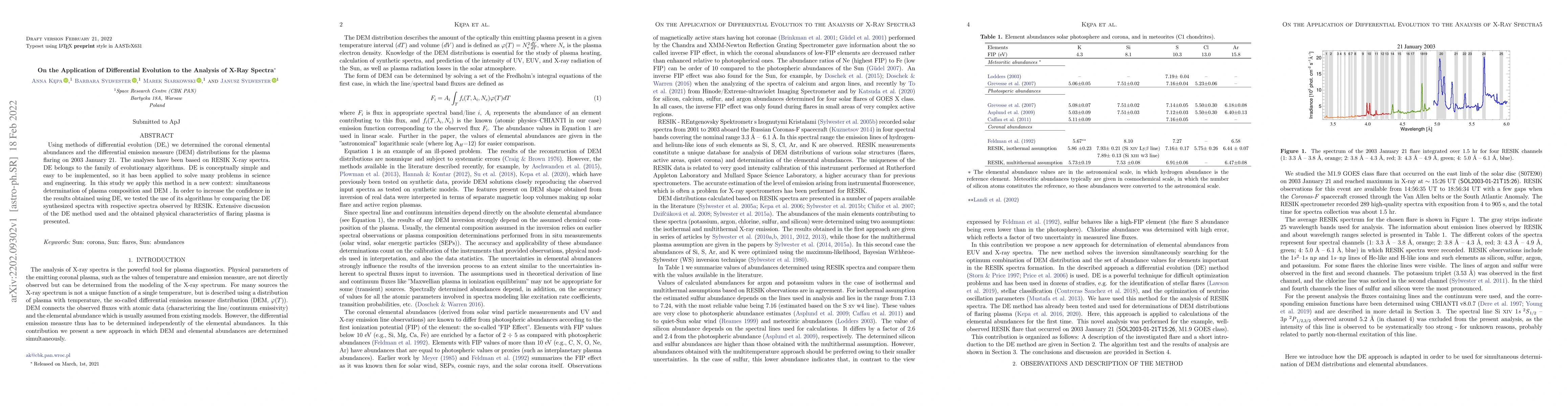 Thumbnail for On the Application of Differential Evolution to the Analysis of X-Ray
  Spectra