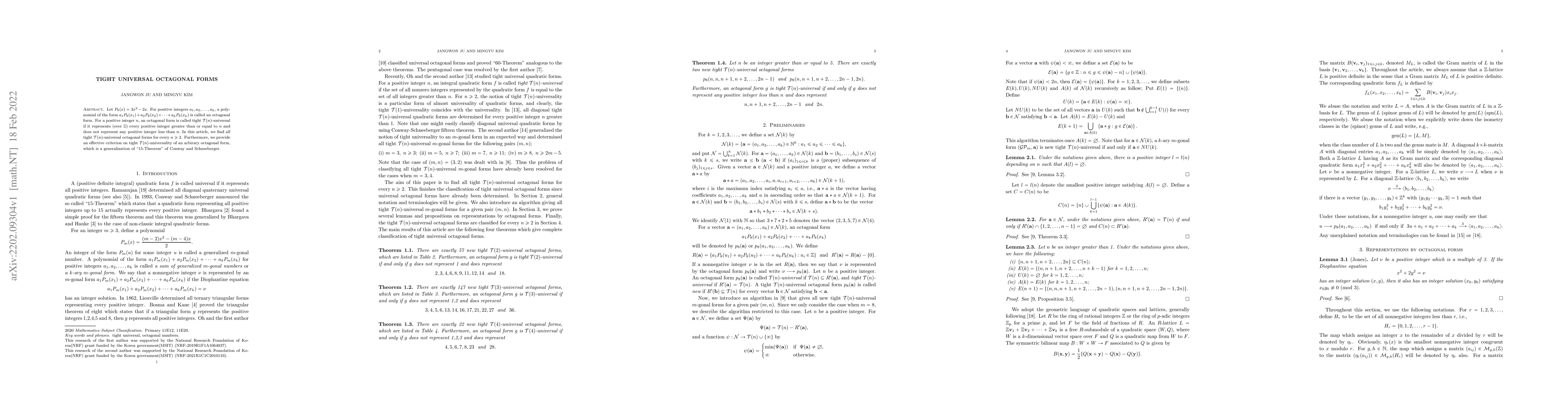 Thumbnail for Tight universal octagonal forms