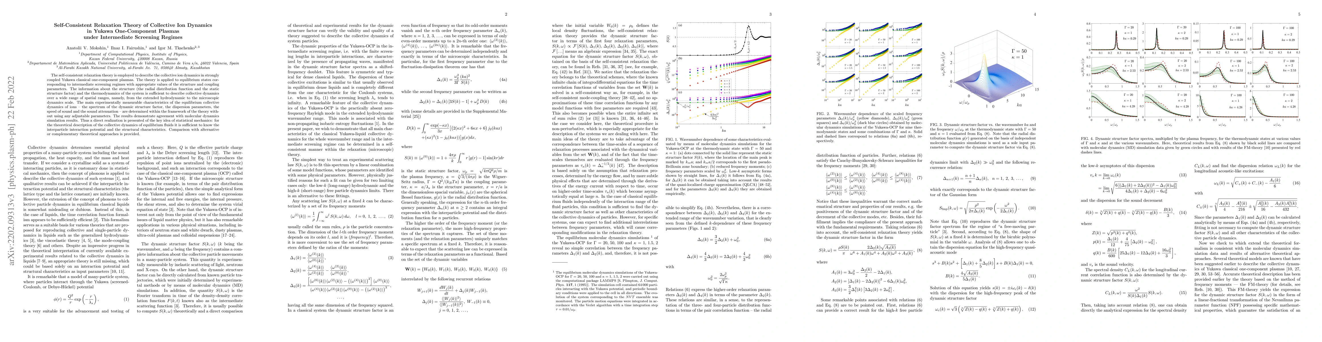 Thumbnail for Self-Consistent Relaxation Theory of Collective Ion Dynamics in Yukawa
  One-Component Plasmas under Intermediate Screening Regimes