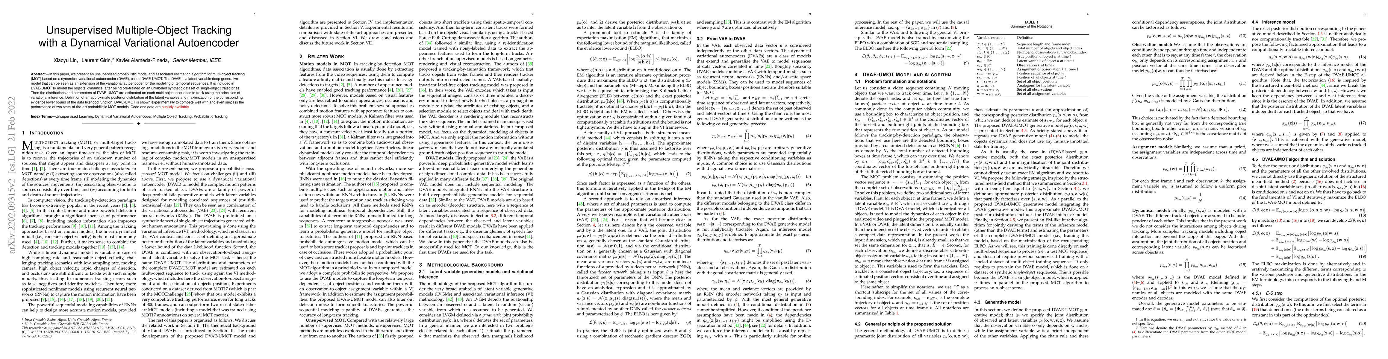 Thumbnail for Unsupervised Multiple-Object Tracking with a Dynamical Variational
  Autoencoder