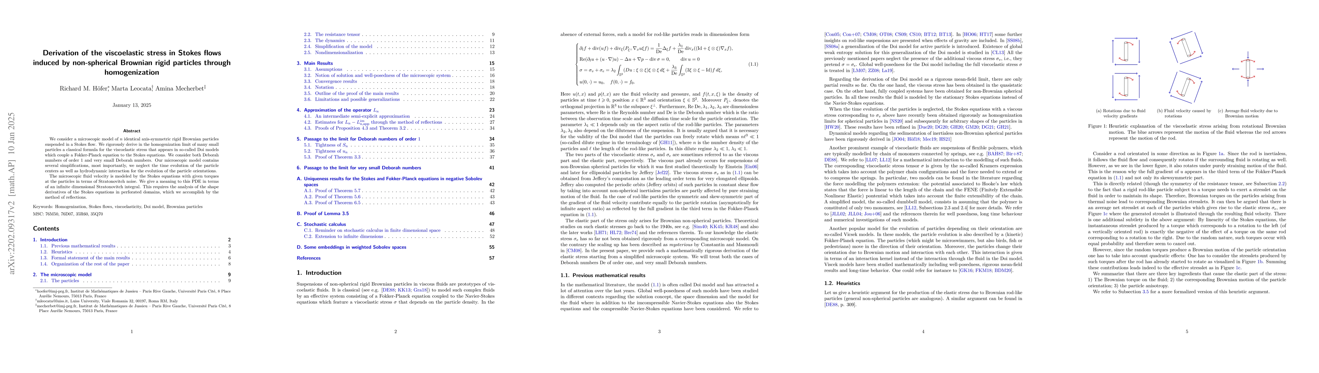 Thumbnail for Derivation of the viscoelastic stress in Stokes flows induced by
  non-spherical Brownian rigid particles through homogenization