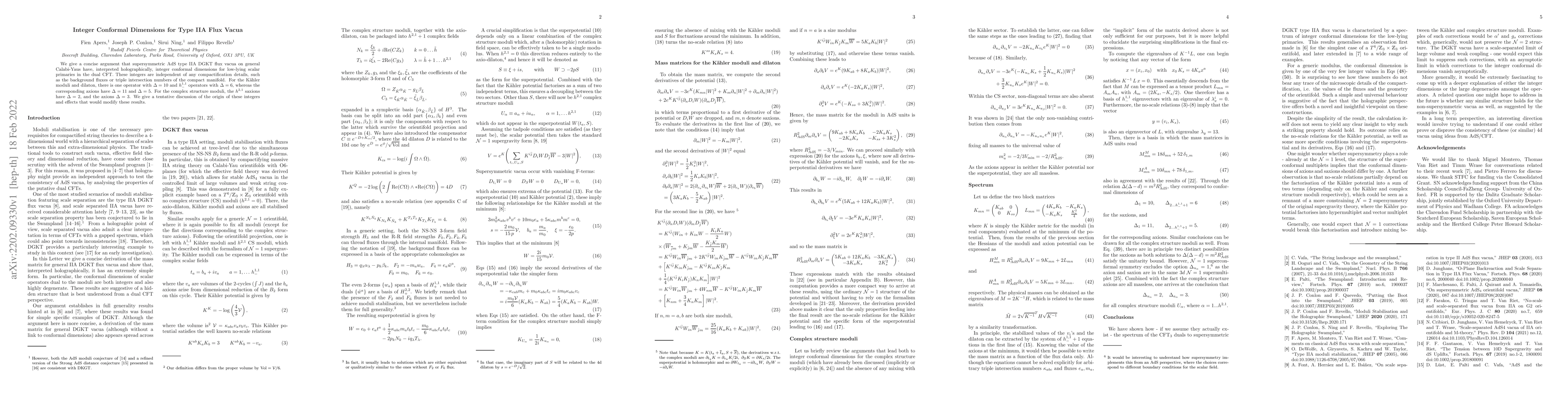 Thumbnail for Integer Conformal Dimensions for Type IIA Flux Vacua
