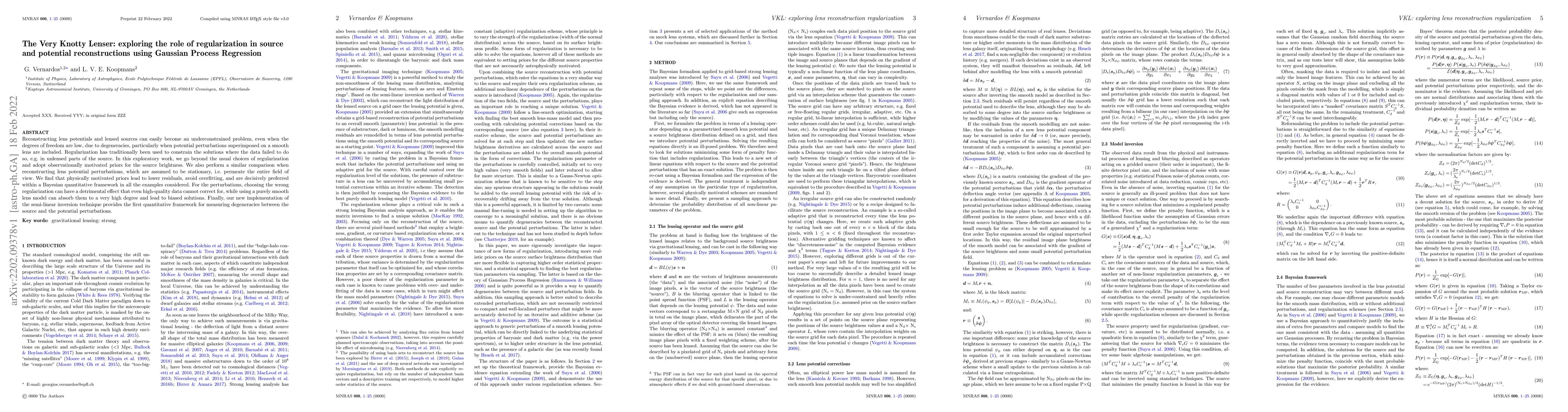 Thumbnail for The Very Knotty Lenser: exploring the role of regularization in source
  and potential reconstructions using Gaussian Process Regression
