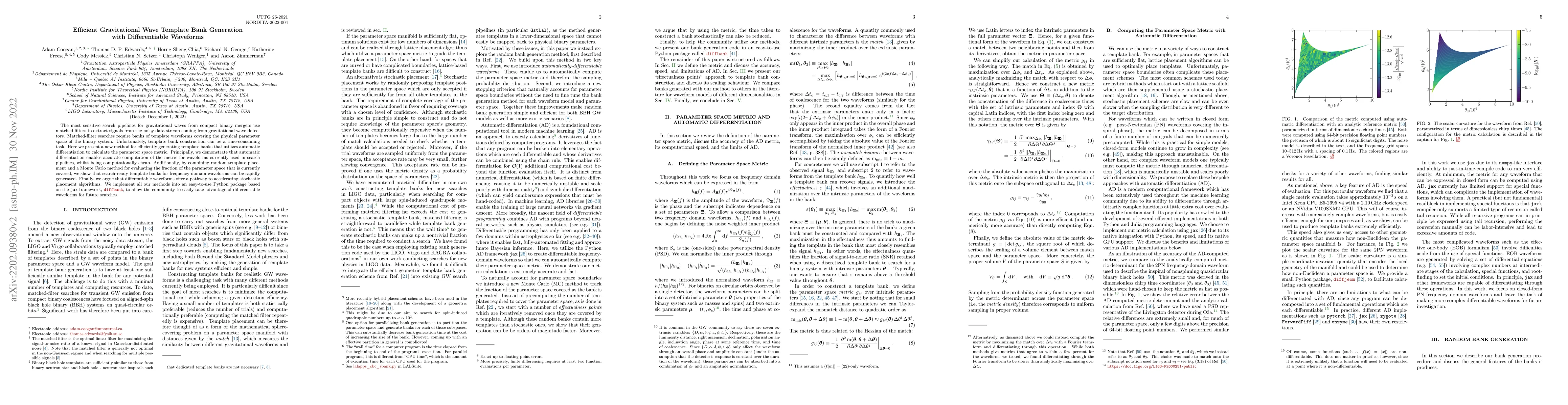 Thumbnail for Efficient Gravitational Wave Template Bank Generation with
  Differentiable Waveforms