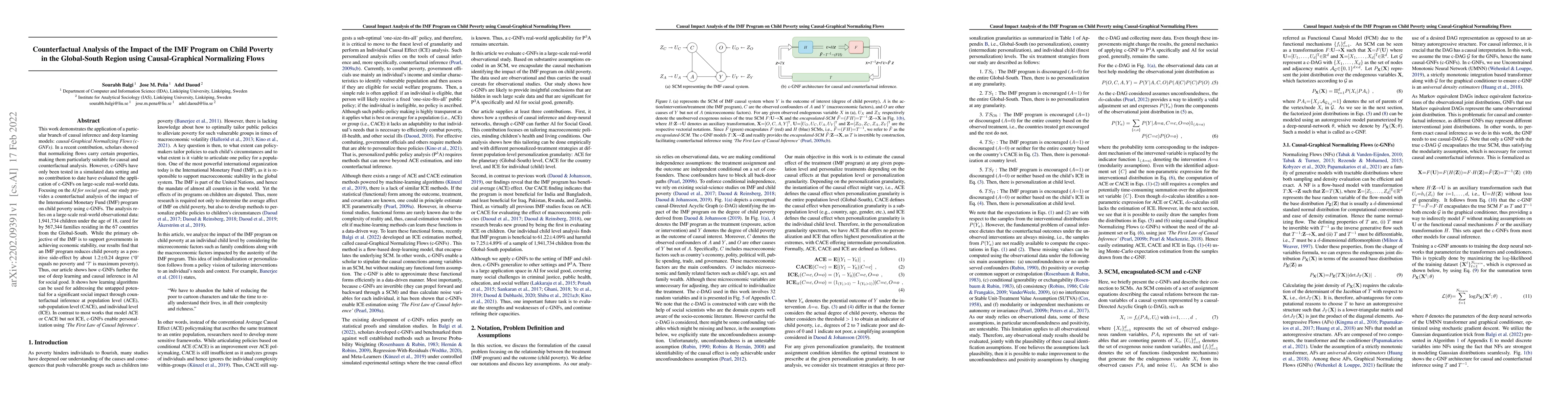 Thumbnail for Counterfactual Analysis of the Impact of the IMF Program on Child
  Poverty in the Global-South Region using Causal-Graphical Normalizing Flows