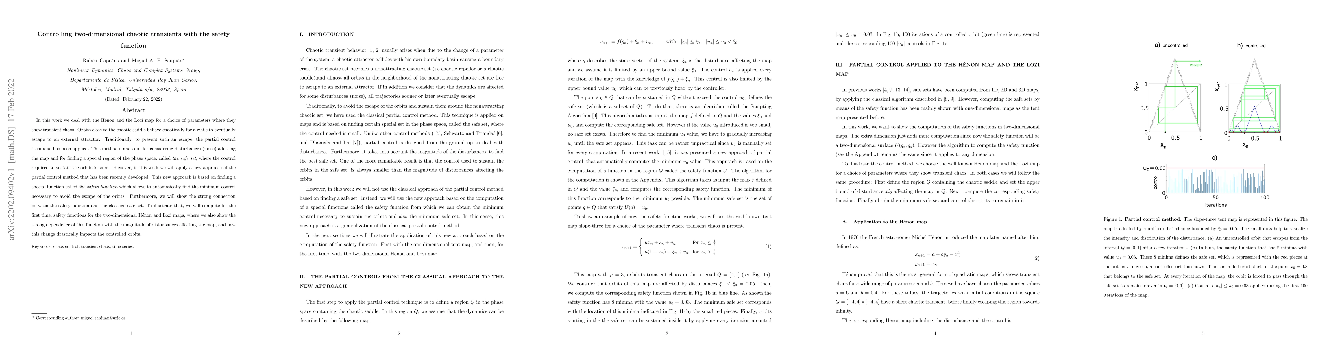 Thumbnail for Controlling two-dimensional chaotic transients with the safety function