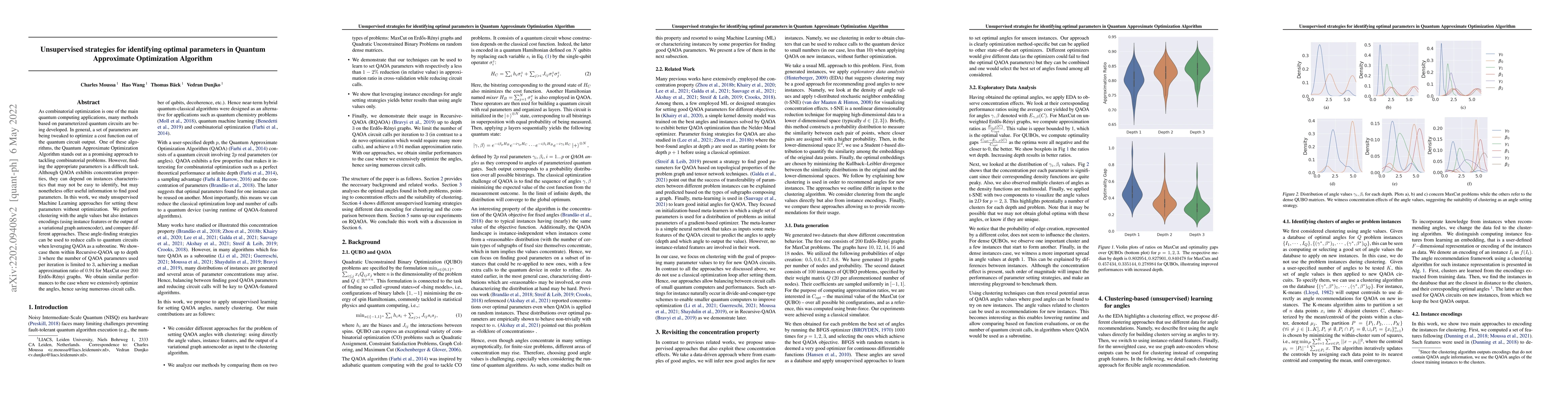 Thumbnail for Unsupervised strategies for identifying optimal parameters in Quantum
  Approximate Optimization Algorithm