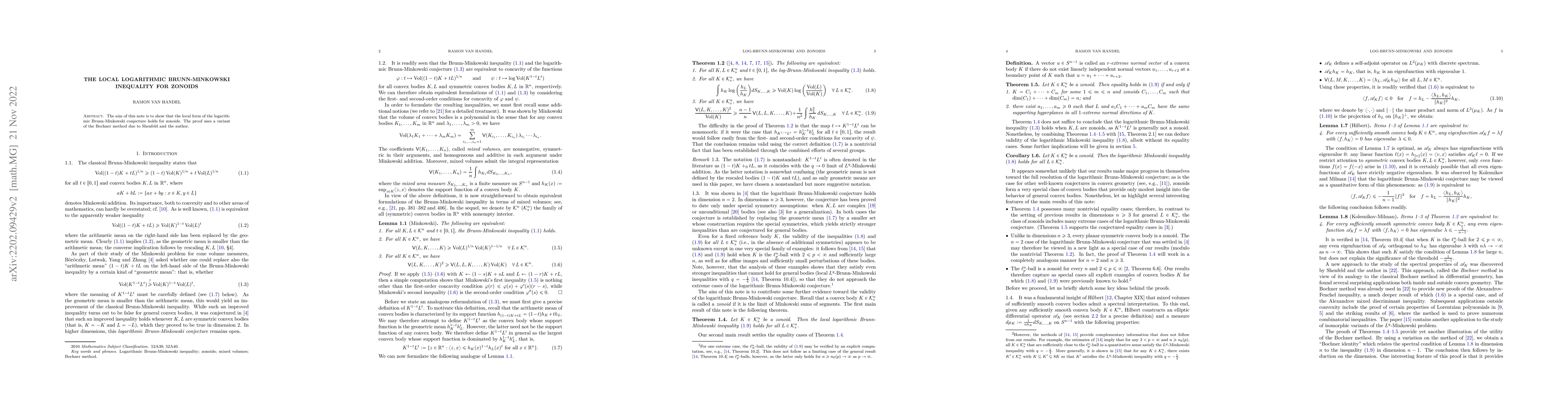 Thumbnail for The local logarithmic Brunn-Minkowski inequality for zonoids