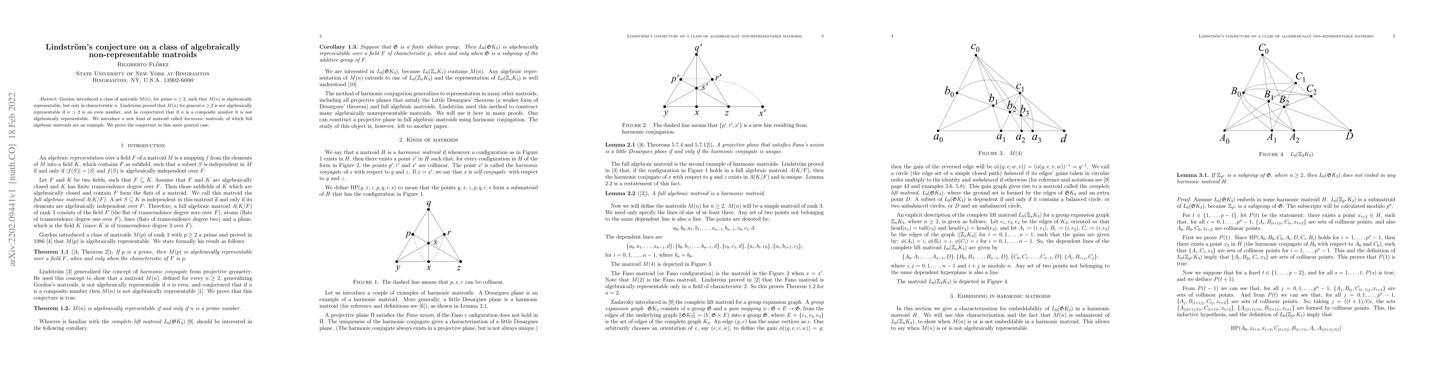 Thumbnail for Lindstr\"om's conjecture on a class of algebraically non-representable
  matroids