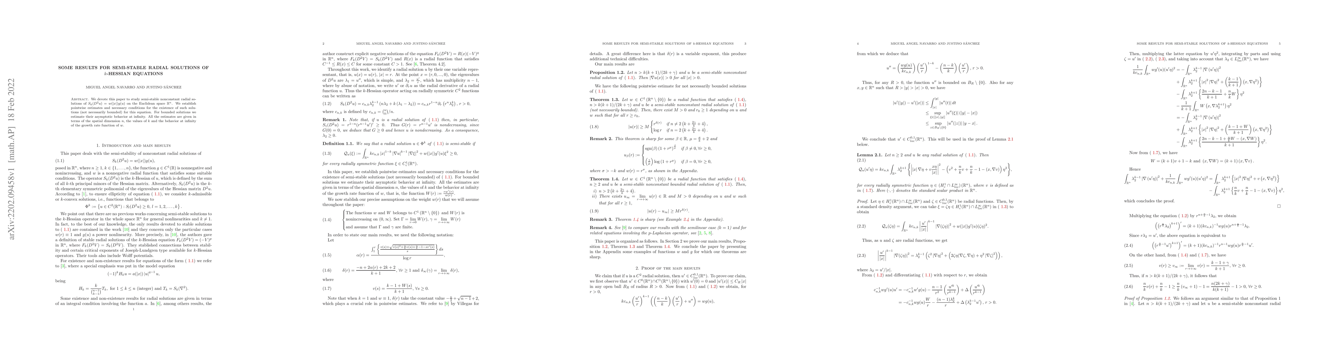 Thumbnail for Some results for semi-stable radial solutions of $k$-Hessian equations