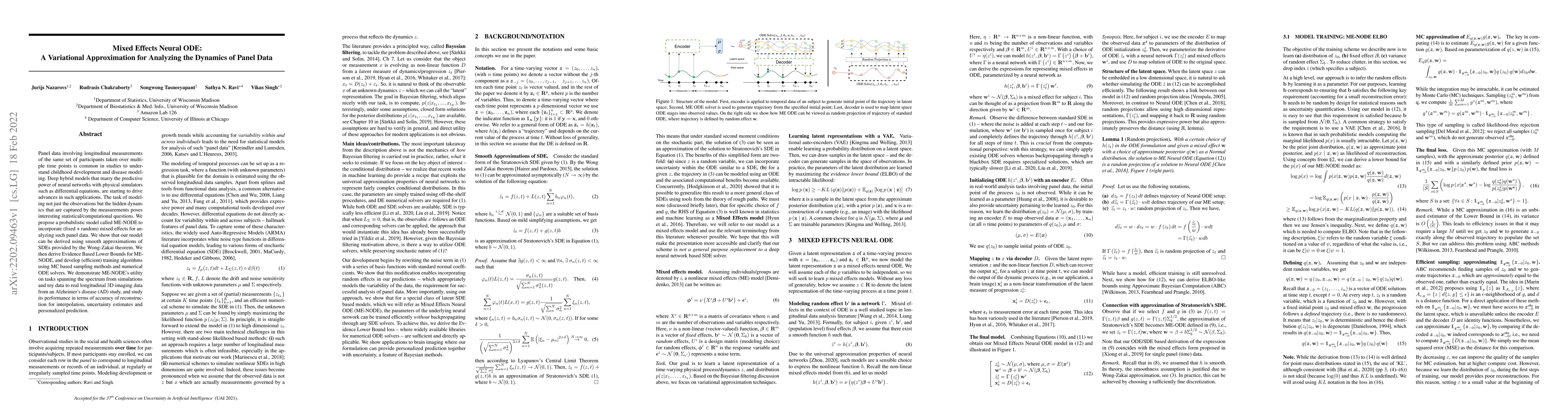 Thumbnail for Mixed Effects Neural ODE: A Variational Approximation for Analyzing the
  Dynamics of Panel Data