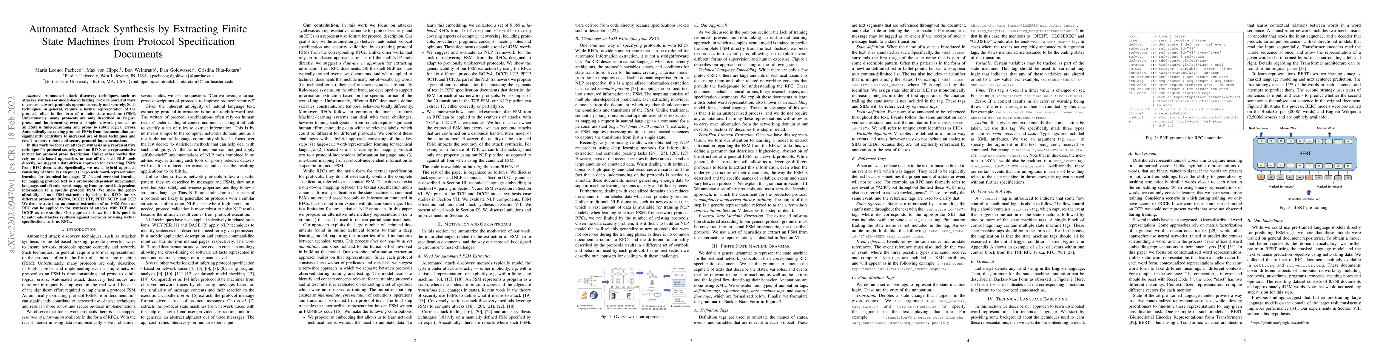 Thumbnail for Automated Attack Synthesis by Extracting Finite State Machines from
  Protocol Specification Documents