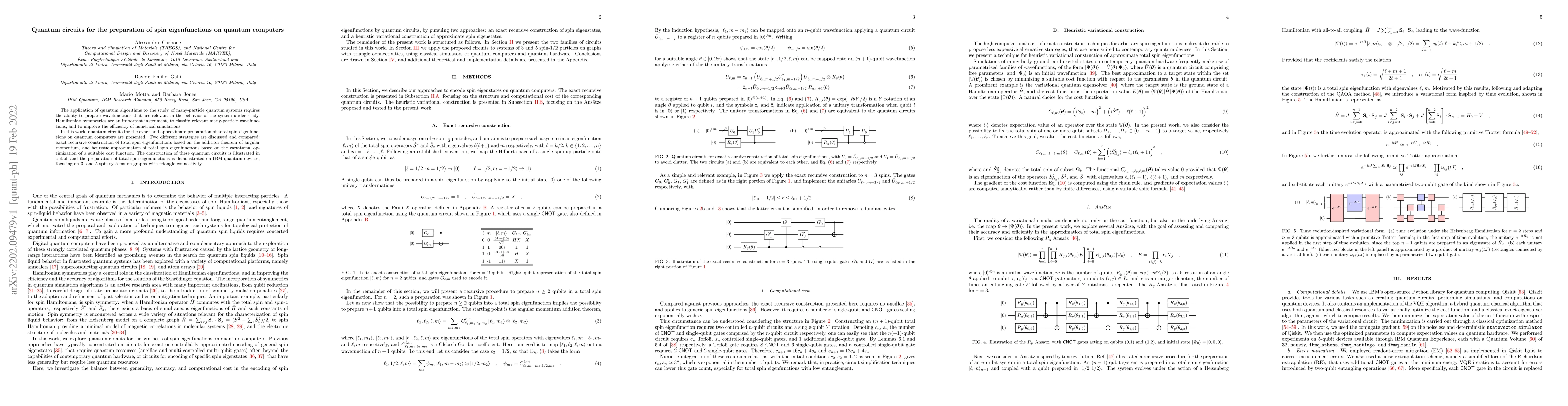 Thumbnail for Quantum circuits for the preparation of spin eigenfunctions on quantum
  computers