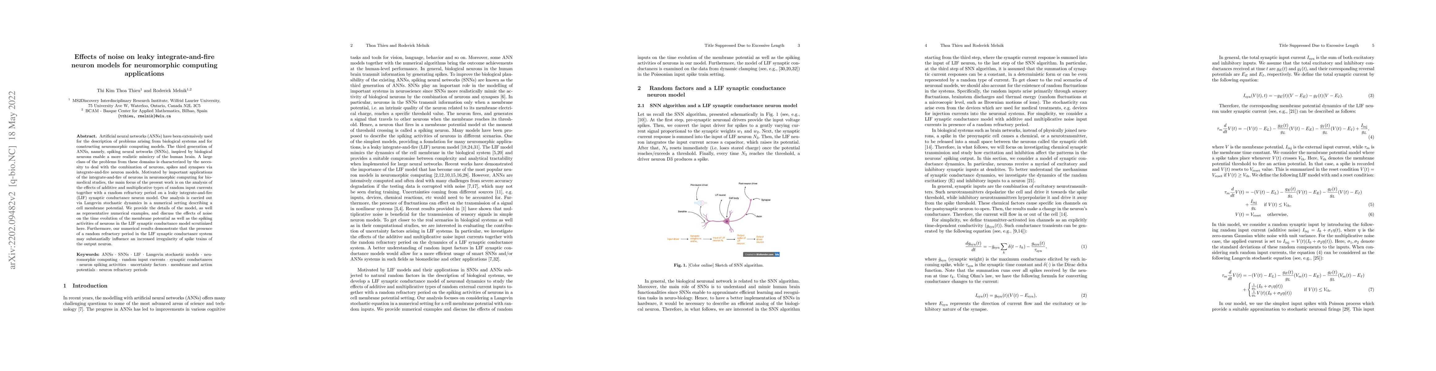 Thumbnail for Effects of noise on leaky integrate-and-fire neuron models for
  neuromorphic computing applications