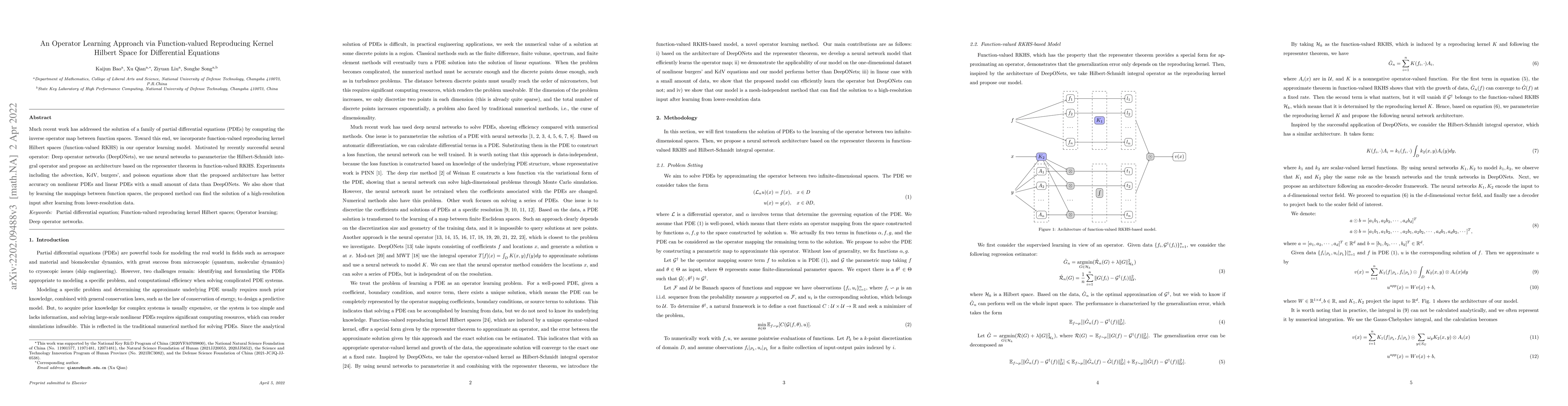 Thumbnail for An Operator Learning Approach via Function-valued Reproducing Kernel
  Hilbert Space for Differential Equations