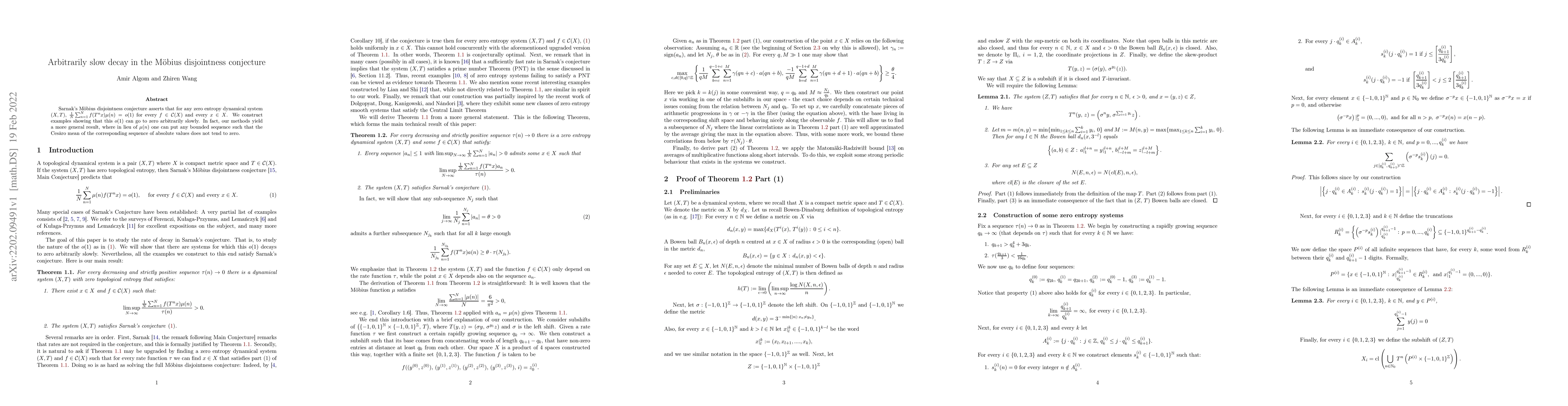 Thumbnail for Arbitrarily slow decay in the M\"{o}bius disjointness conjecture