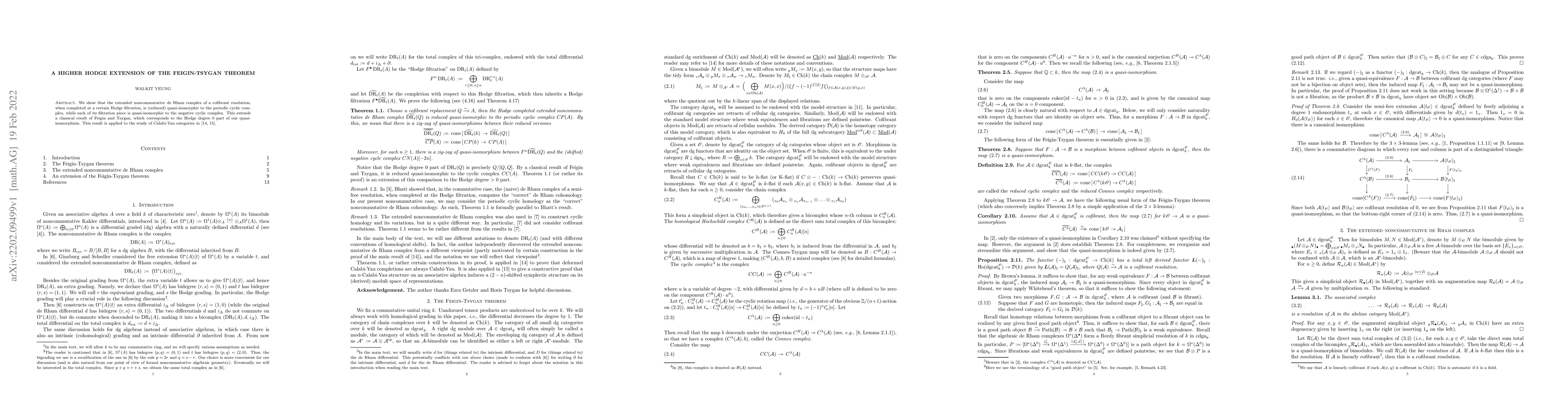 Thumbnail for A higher Hodge extension of the Feigin-Tsygan Theorem