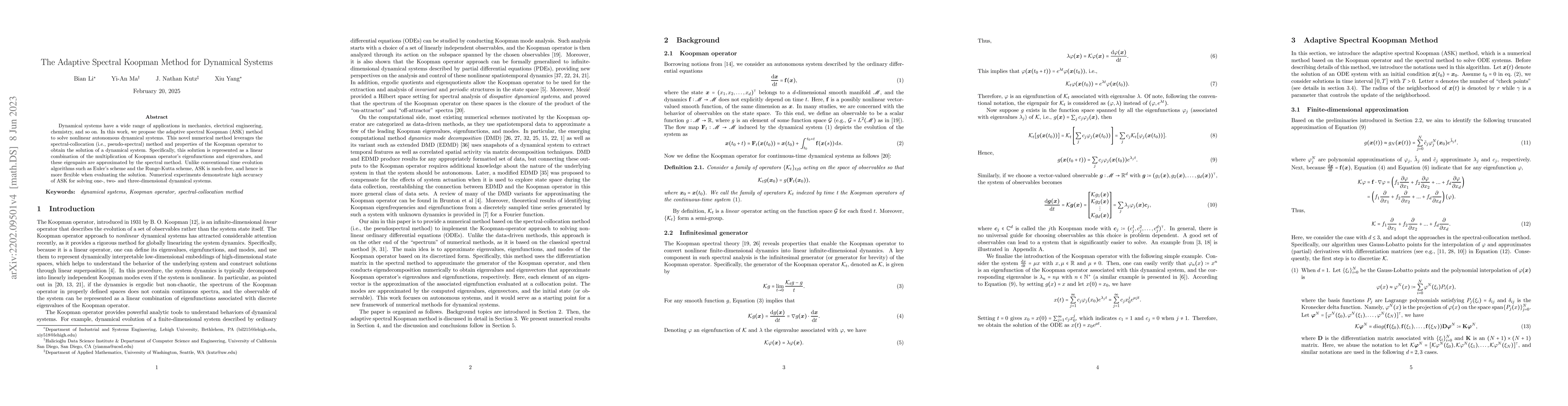 Thumbnail for The Adaptive Spectral Koopman Method for Dynamical Systems