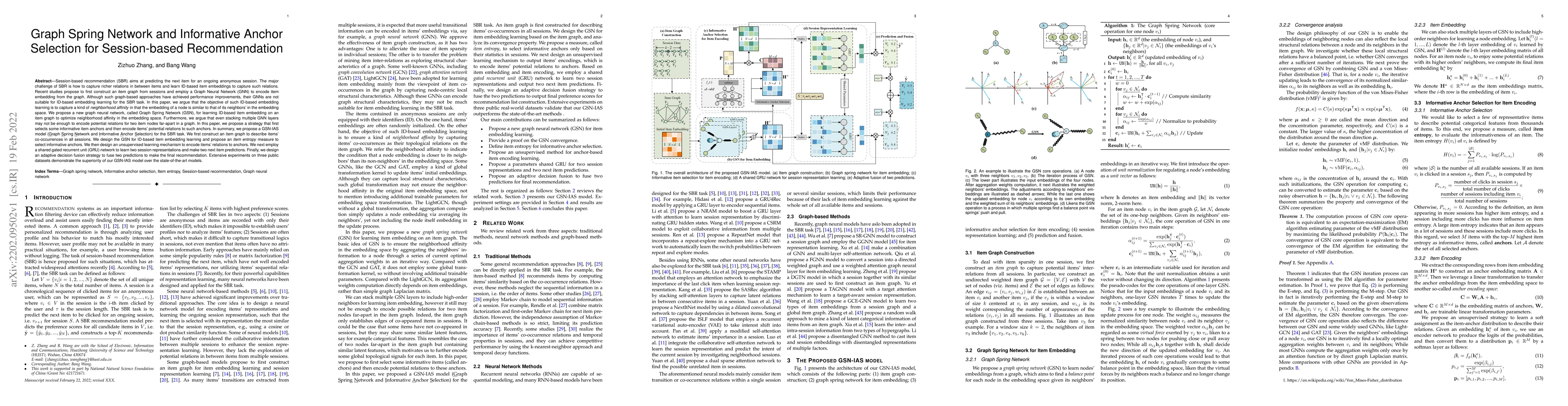 Thumbnail for Graph Spring Network and Informative Anchor Selection for Session-based
  Recommendation