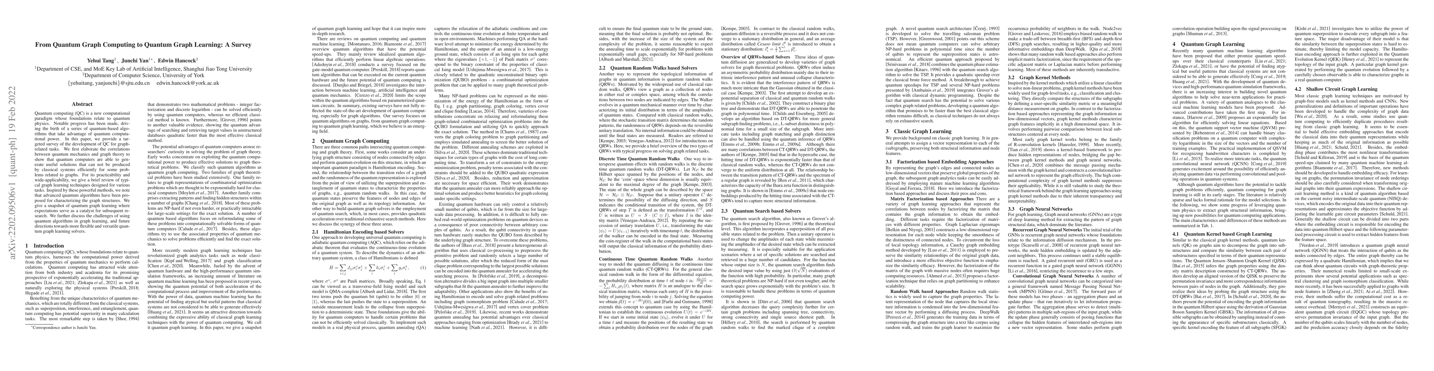 Thumbnail for From Quantum Graph Computing to Quantum Graph Learning: A Survey