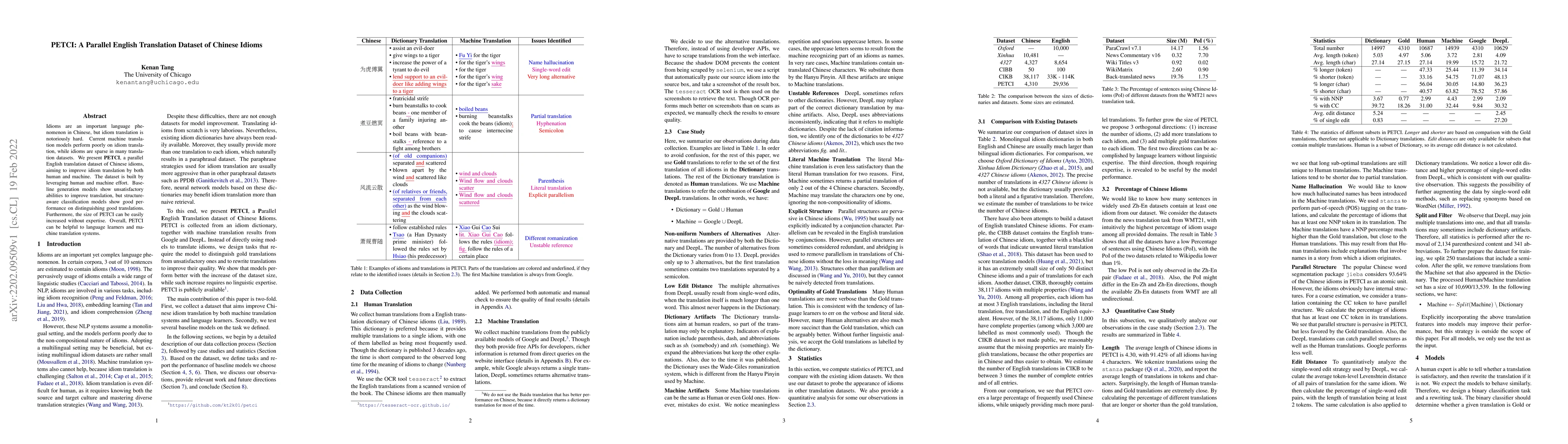 Thumbnail for PETCI: A Parallel English Translation Dataset of Chinese Idioms