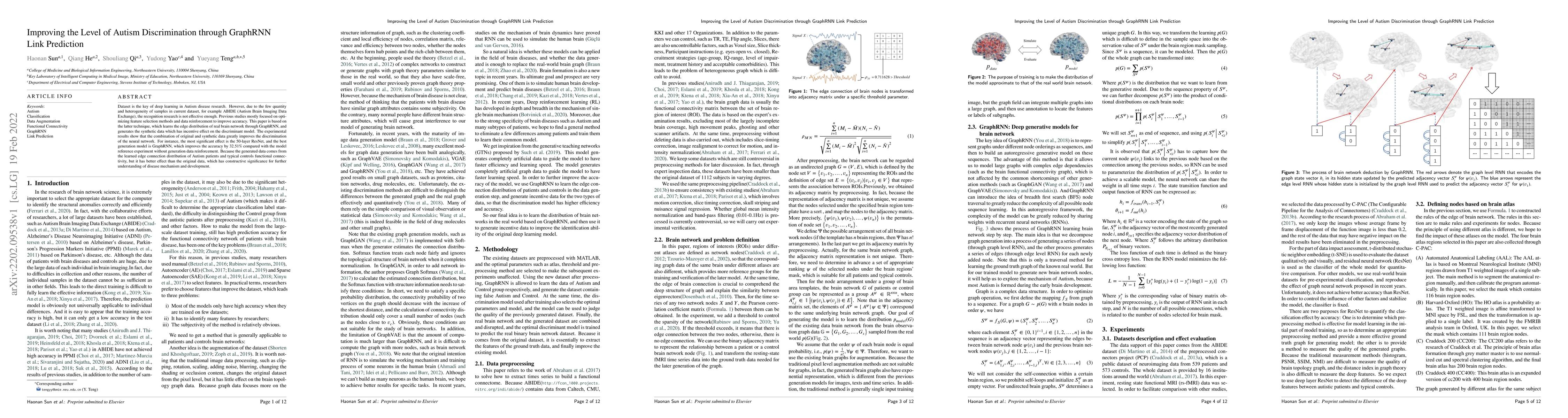 Thumbnail for Improving the Level of Autism Discrimination through GraphRNN Link
  Prediction