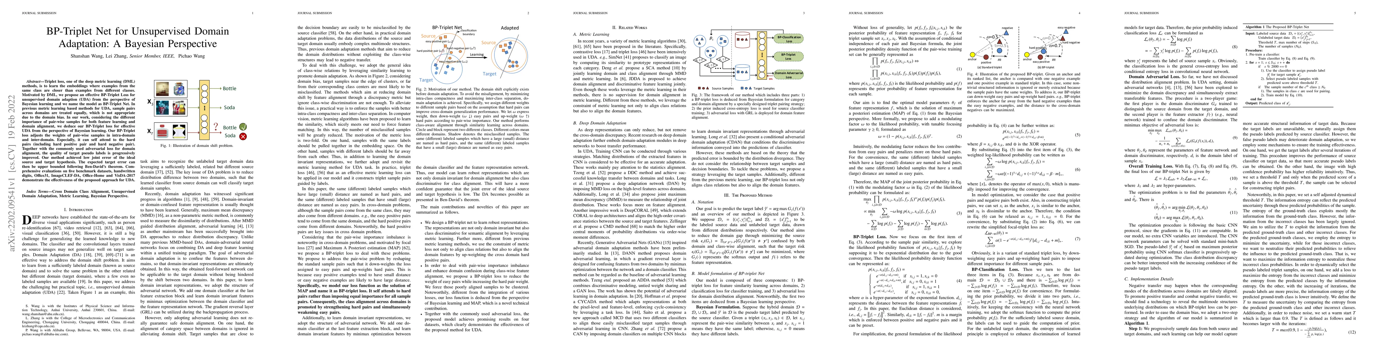 Thumbnail for BP-Triplet Net for Unsupervised Domain Adaptation: A Bayesian
  Perspective