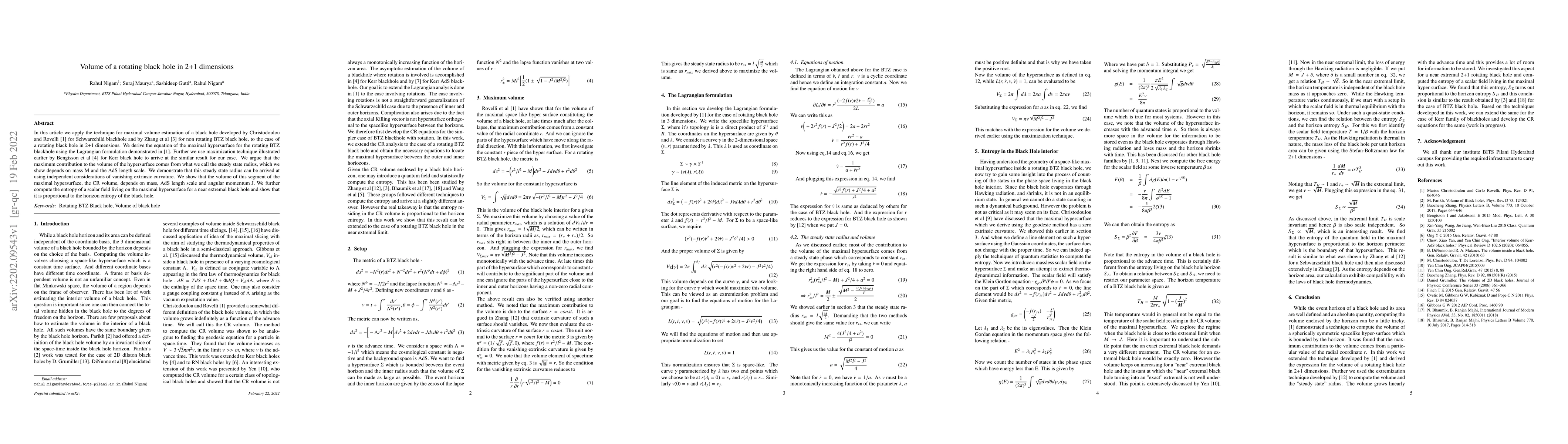 Thumbnail for Volume of a rotating black hole in 2+1 dimensions