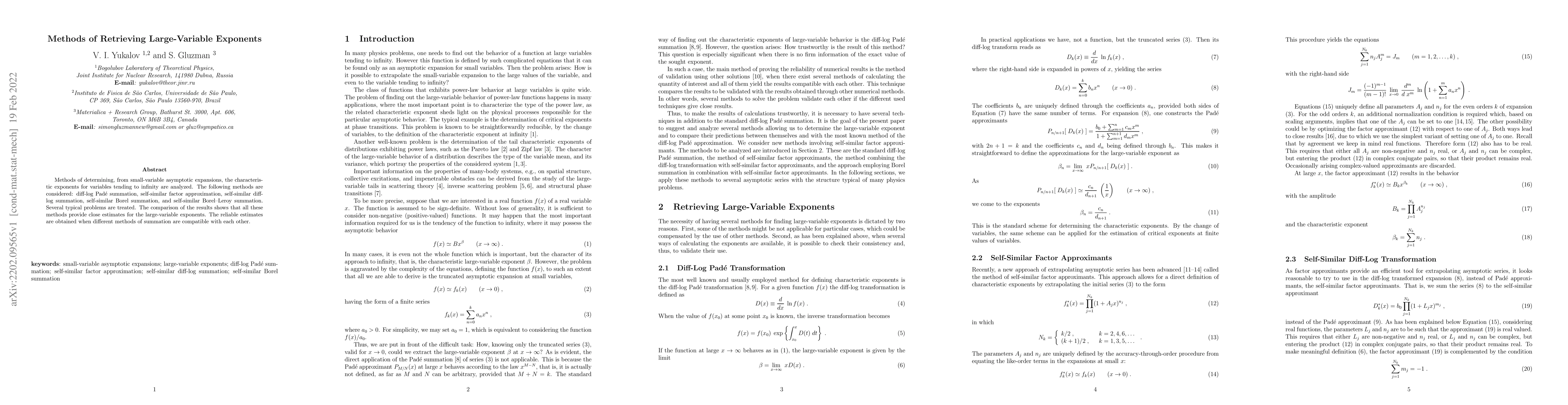Thumbnail for Methods of Retrieving Large-Variable Exponents