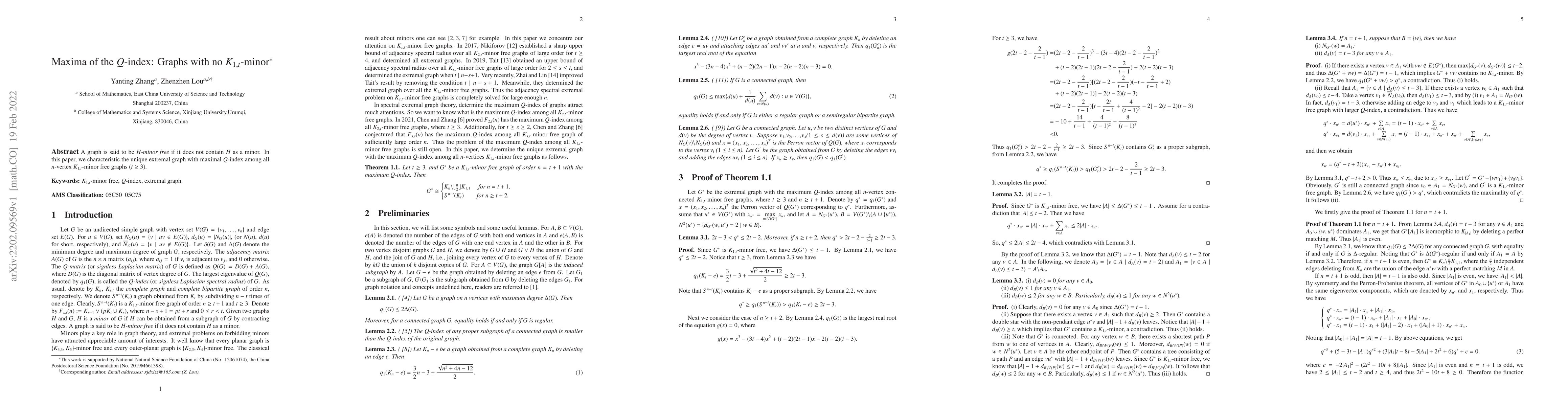 Thumbnail for Maxima of the $Q$-index: Graphs with no $K_{1,t}$-minor