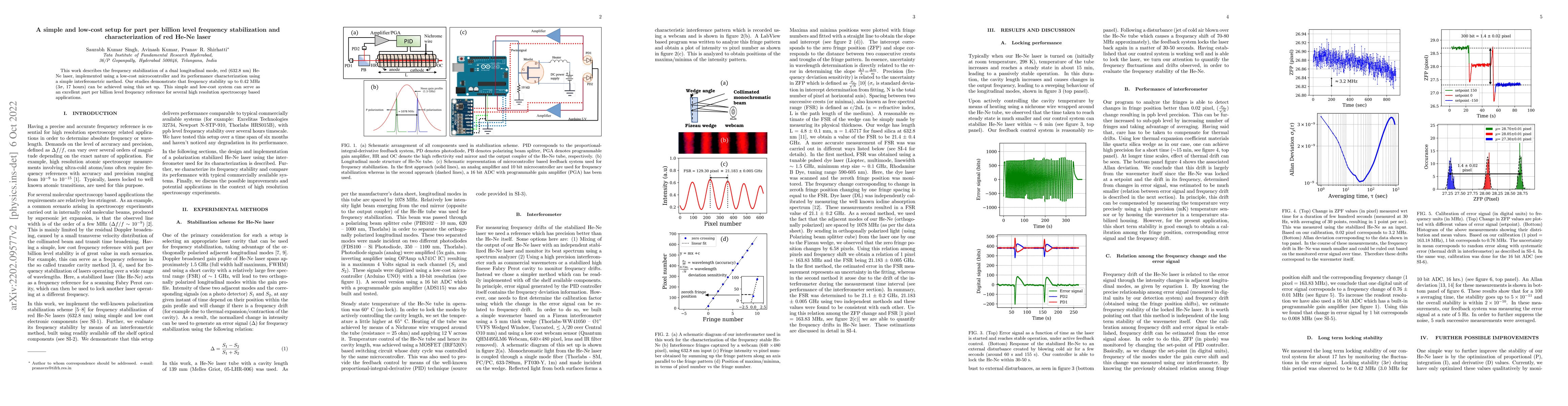 Thumbnail for A simple and low-cost setup for part per billion level frequency
  stabilization and characterization of red He-Ne laser