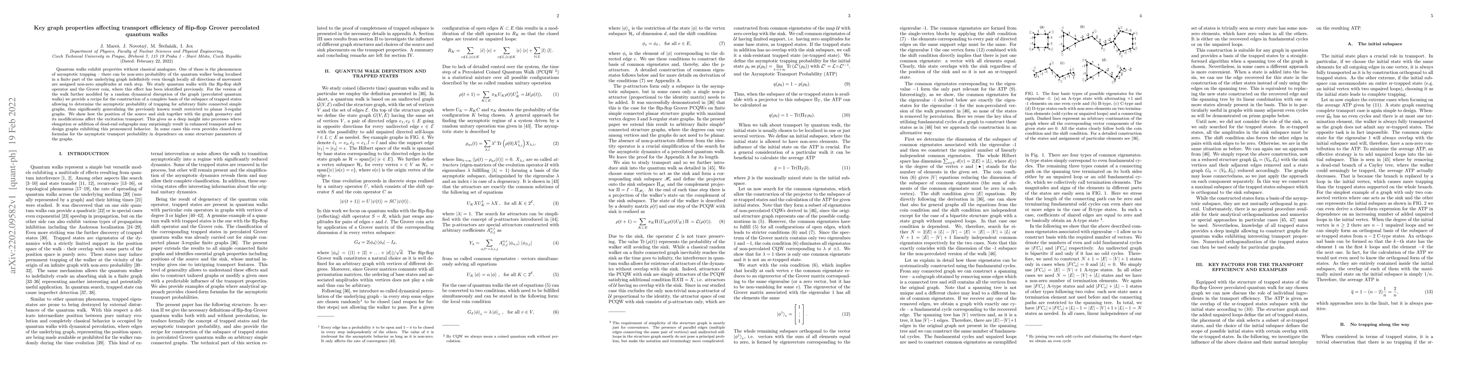 Thumbnail for Key graph properties affecting transport efficiency of flip-flop Grover
  percolated quantum walks