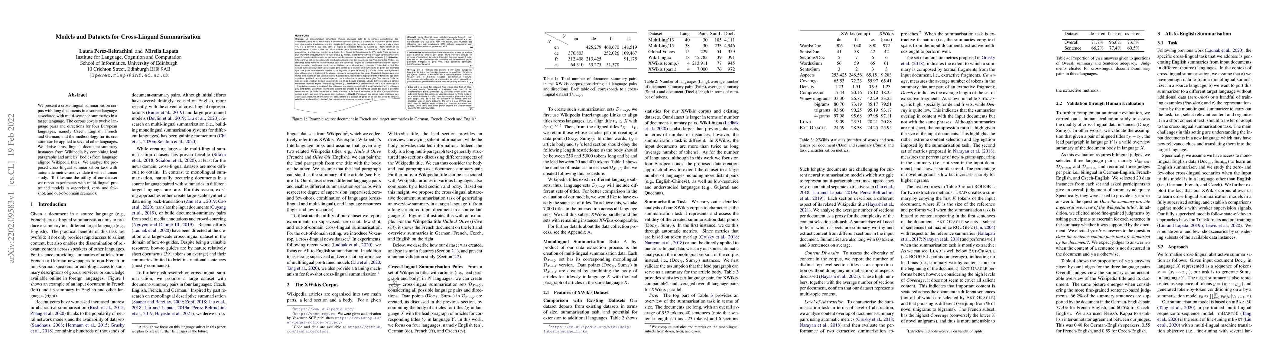 Thumbnail for Models and Datasets for Cross-Lingual Summarisation