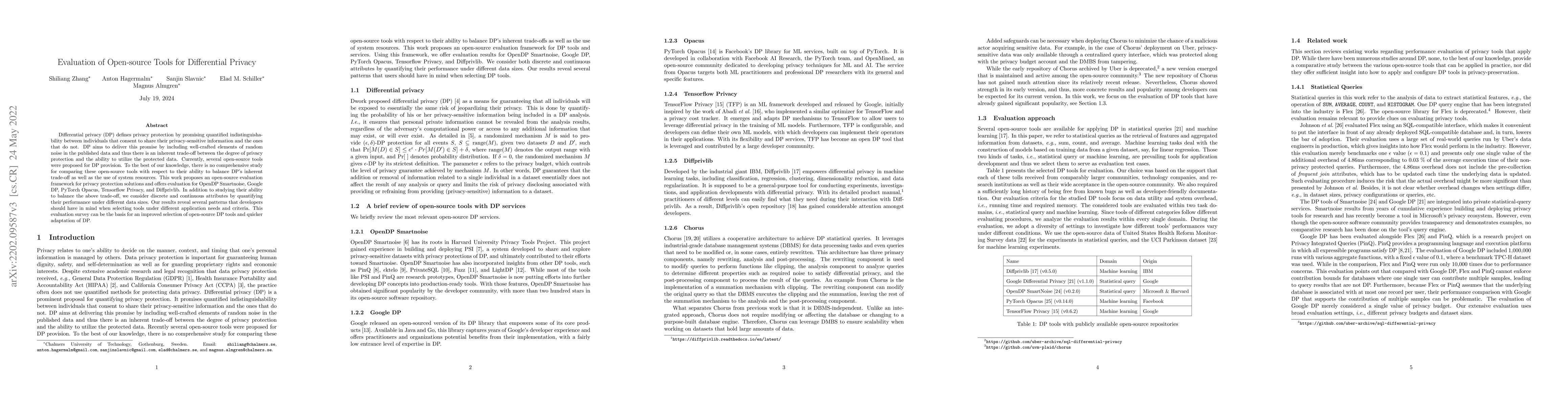 Thumbnail for Evaluation of Open-source Tools for Differential Privacy