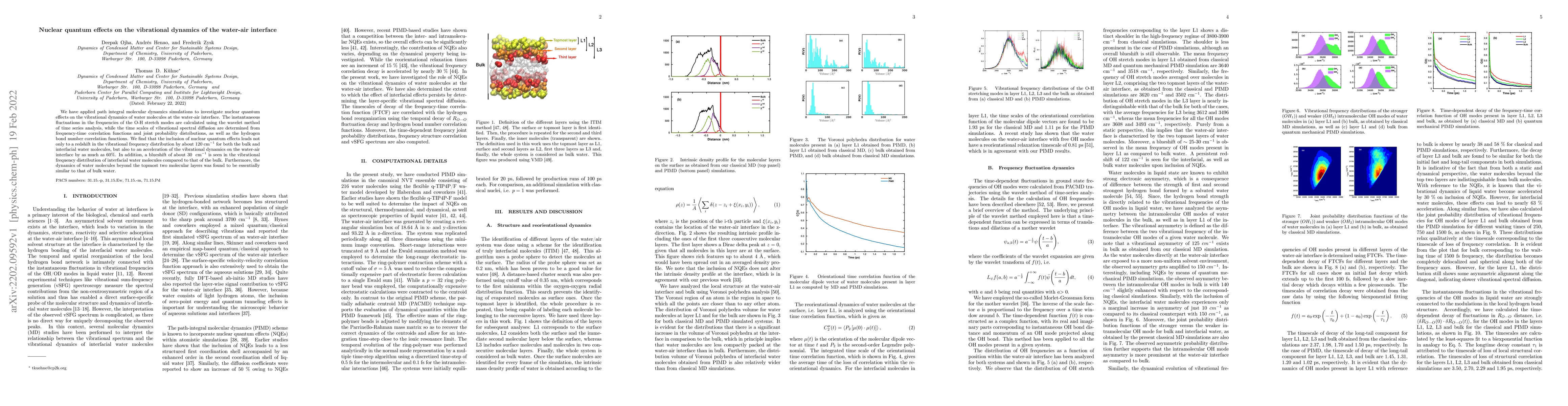 Thumbnail for Nuclear quantum effects on the vibrational dynamics of the water-air
  interface
