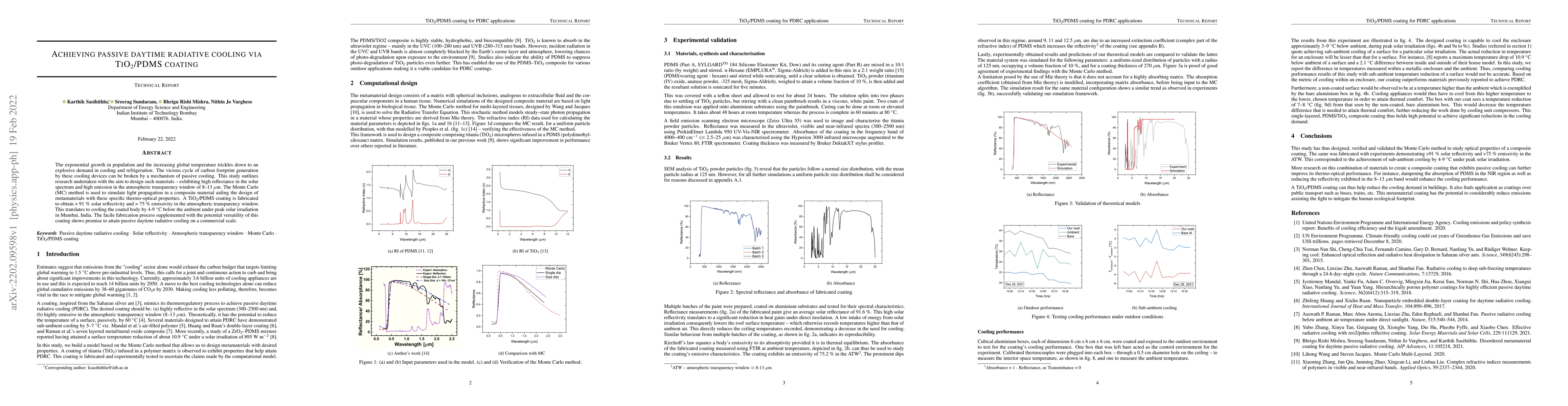 Thumbnail for Achieving passive daytime radiative cooling via TiO$_2$/PDMS coating