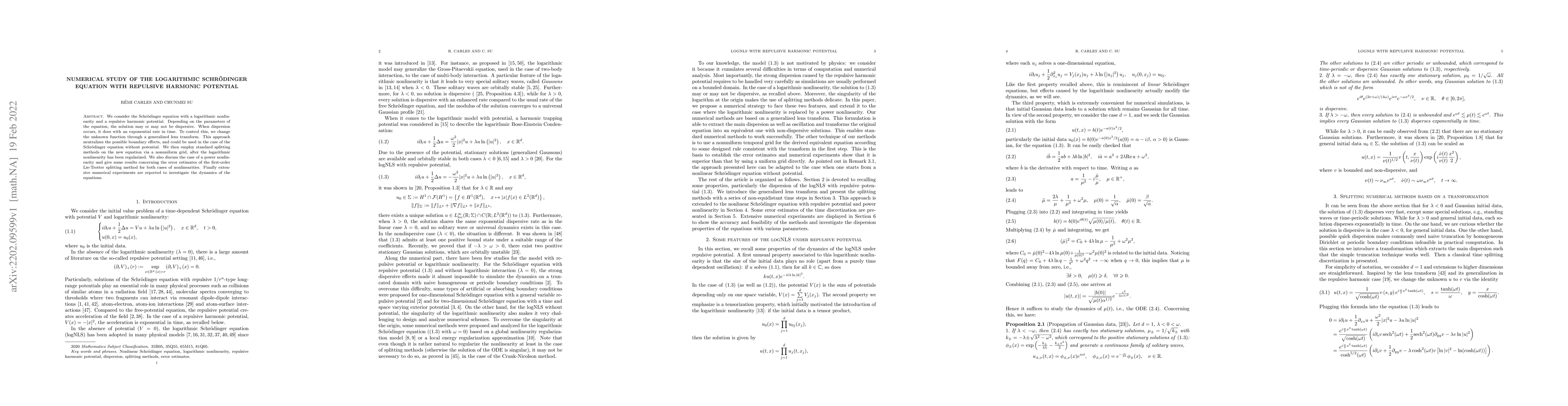 Thumbnail for Numerical study of the logarithmic Schrodinger equation with repulsive
  harmonic potential