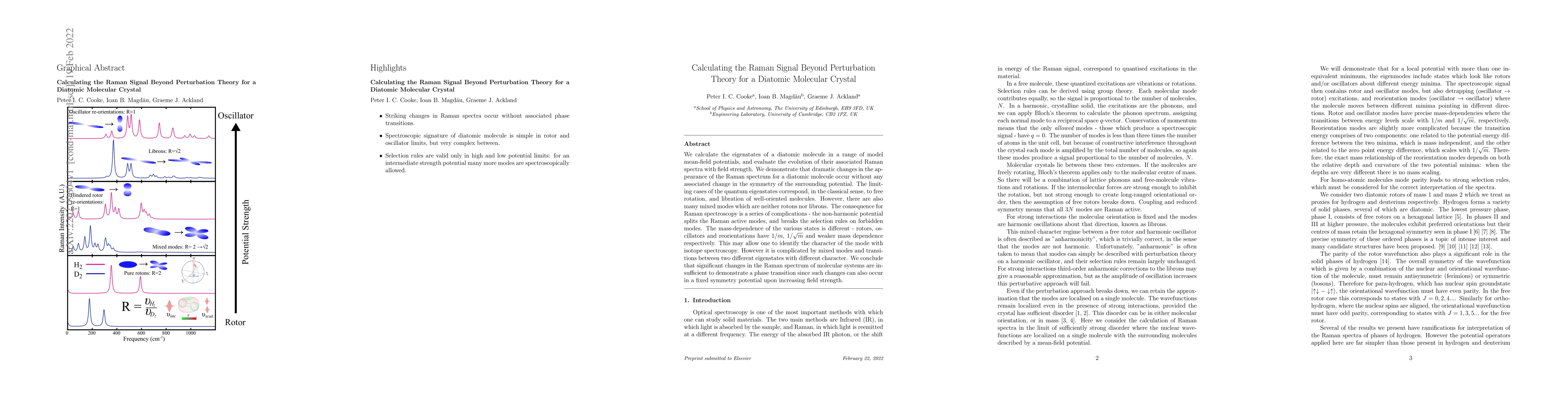 Thumbnail for Calculating the Raman Signal Beyond Perturbation Theory for a Diatomic
  Molecular Crystal