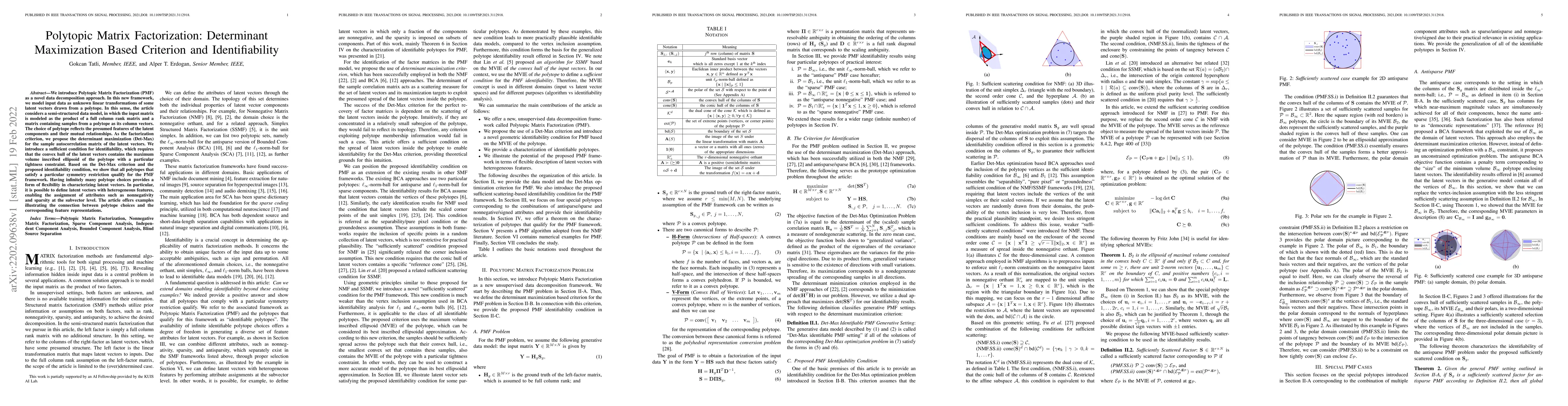 Thumbnail for Polytopic Matrix Factorization: Determinant Maximization Based Criterion
  and Identifiability