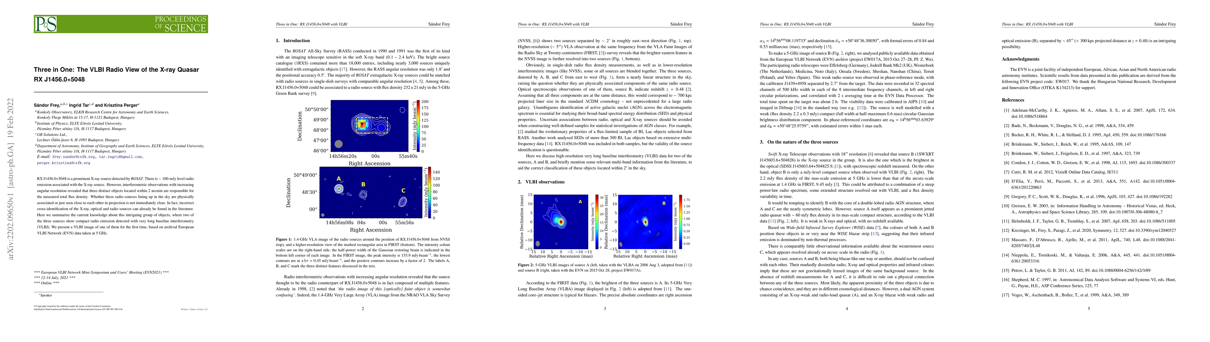 Thumbnail for Three in One: The VLBI Radio View of the X-ray Quasar RX J1456.0+5048