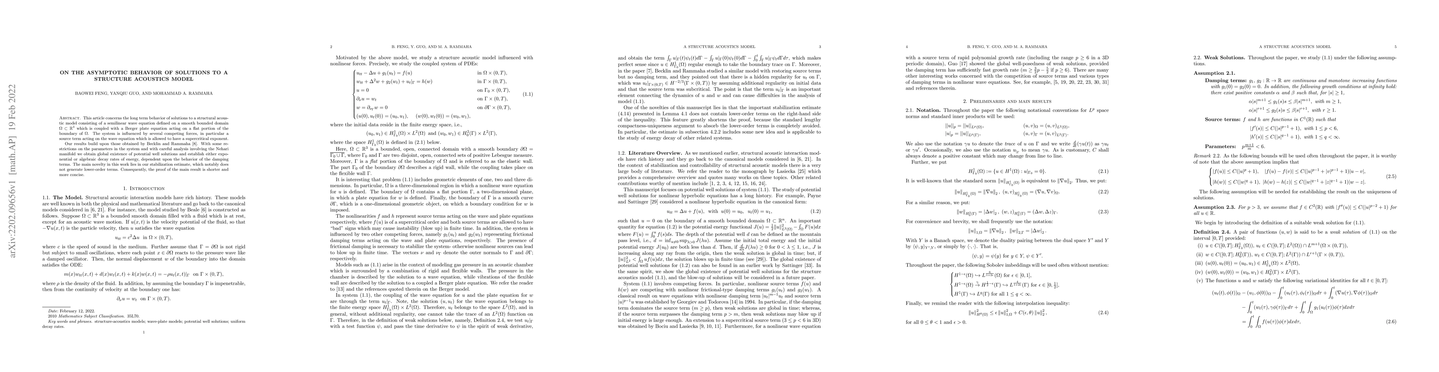 Thumbnail for On the asymptotic behavior of solutions to a structure acoustics model