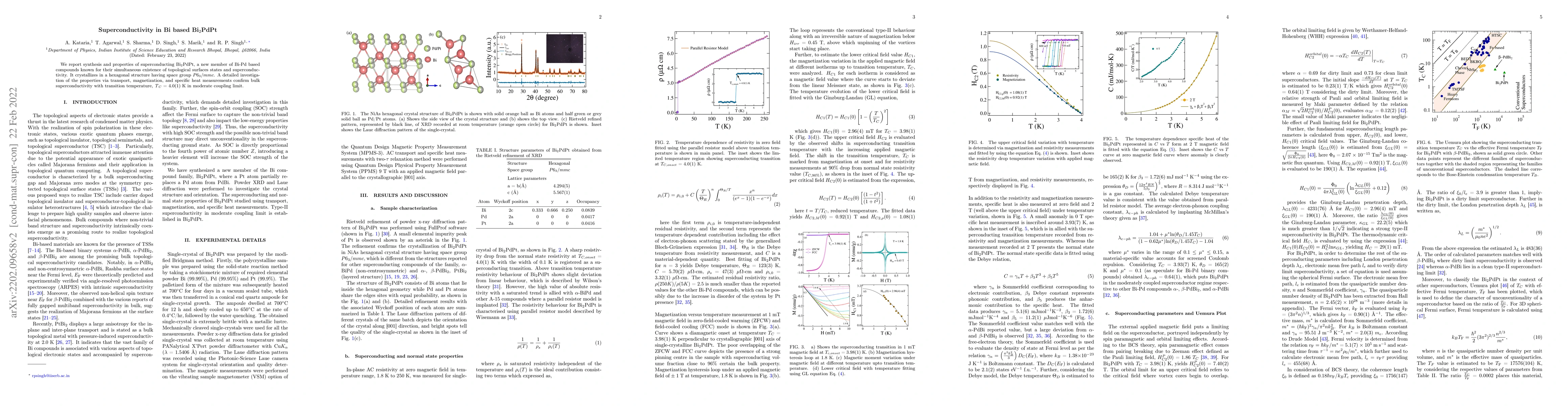 Thumbnail for Superconductivity in Bi based Bi2PdPt