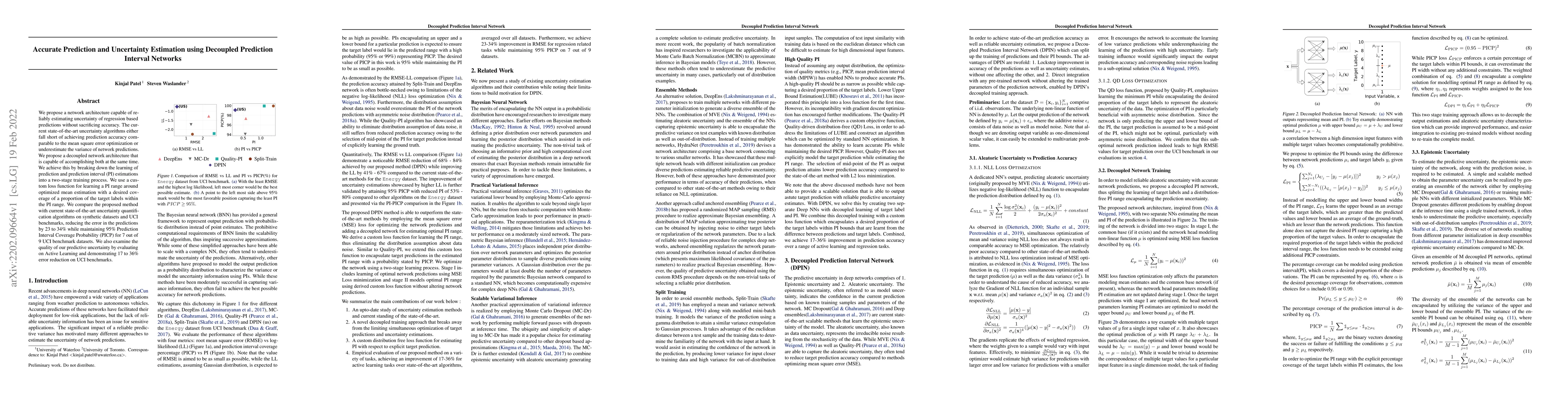 Thumbnail for Accurate Prediction and Uncertainty Estimation using Decoupled
  Prediction Interval Networks