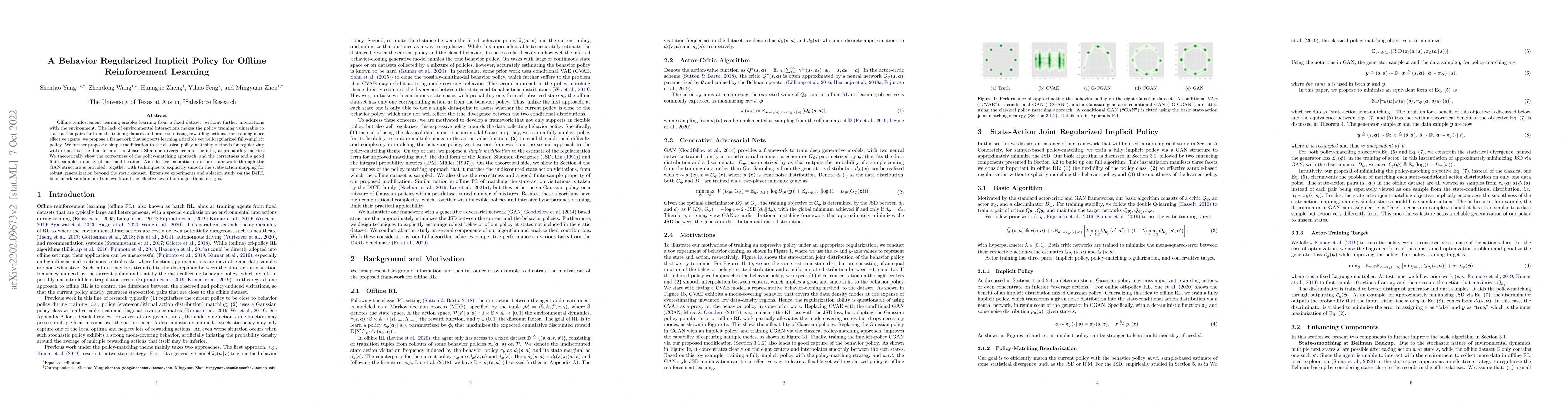 Thumbnail for A Behavior Regularized Implicit Policy for Offline Reinforcement
  Learning