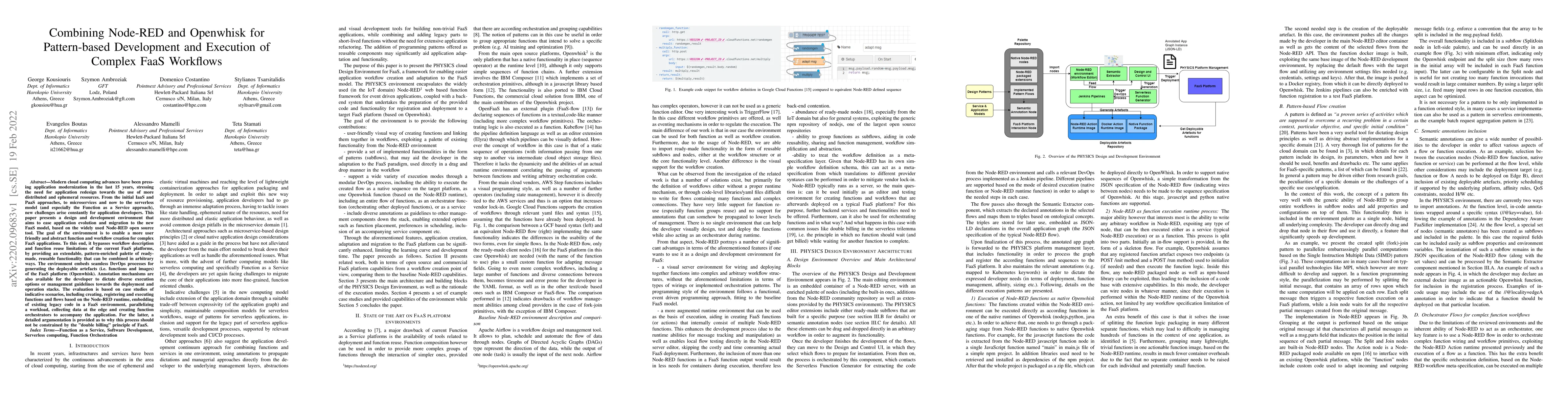 Thumbnail for Combining Node-RED and Openwhisk for Pattern-based Development and
  Execution of Complex FaaS Workflows