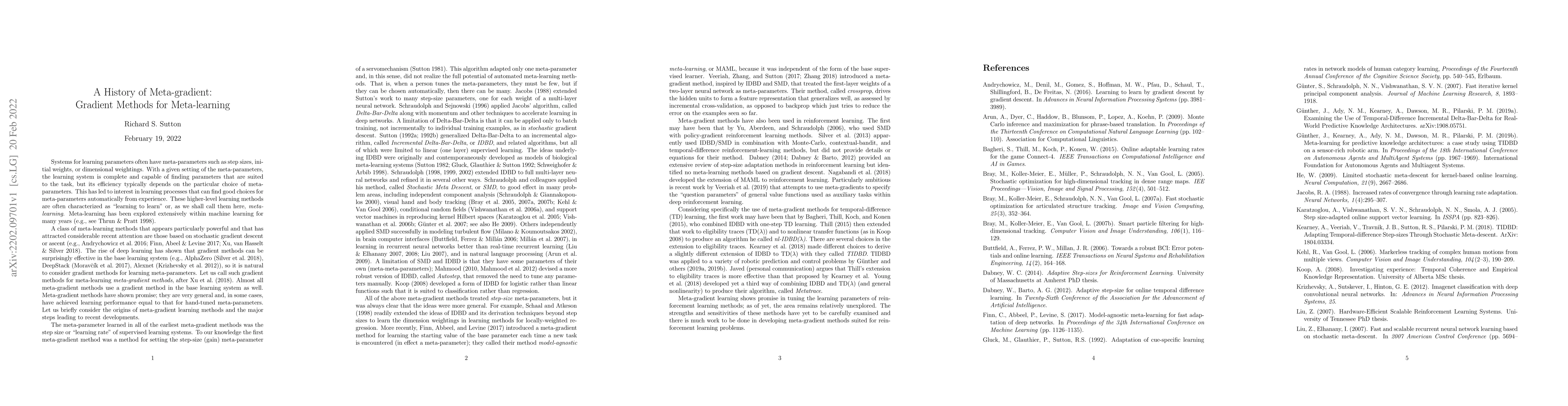 Thumbnail for A History of Meta-gradient: Gradient Methods for Meta-learning