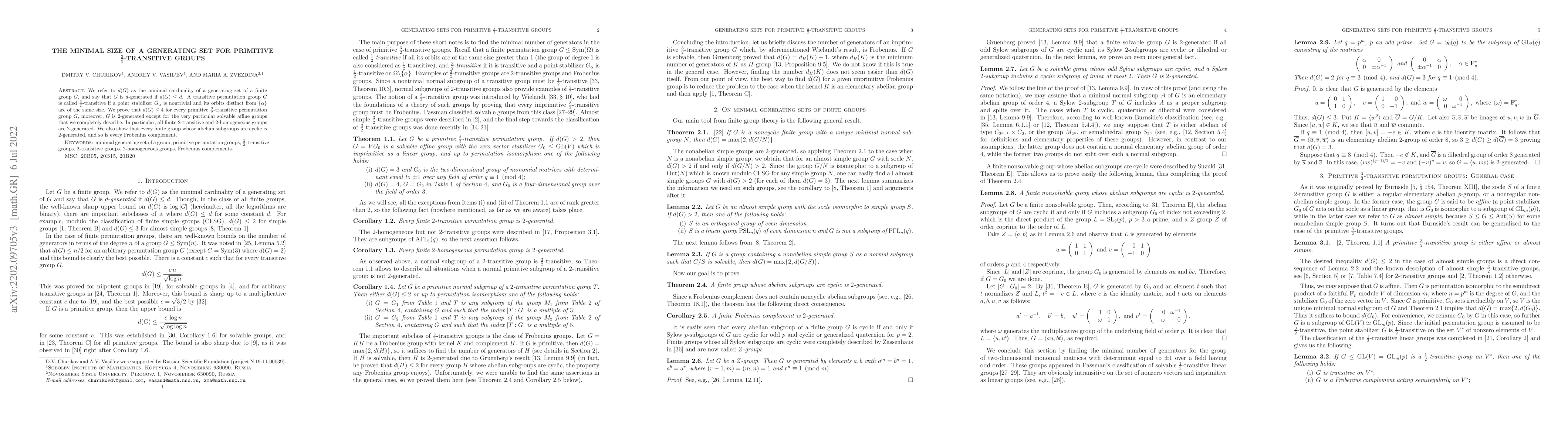 Thumbnail for The minimal size of a generating set for primitive
  $\frac{3}{2}$-transitive groups